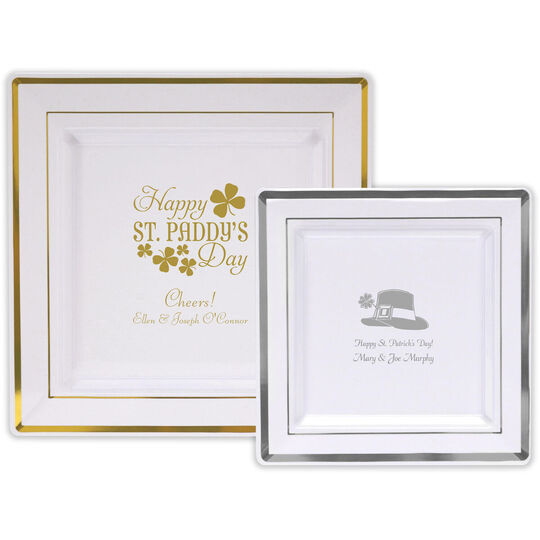 Design Your Own Personalized Banded Square Plastic Plates